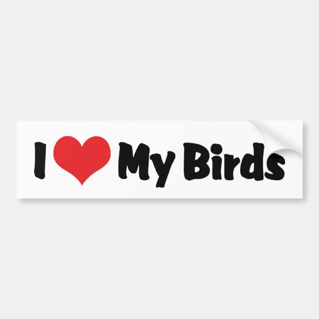 Autocollant De Voiture I Love Heart My Birds - Oiseau Amoureux (Devant)