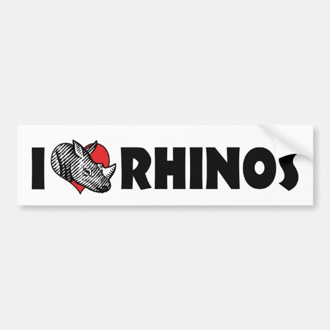 Autocollant De Voiture I Love Heart Rhinos - Rhinoceros Lover (Devant)