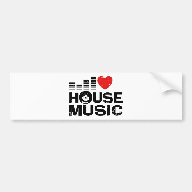 Autocollant De Voiture I Love House Music (Devant)