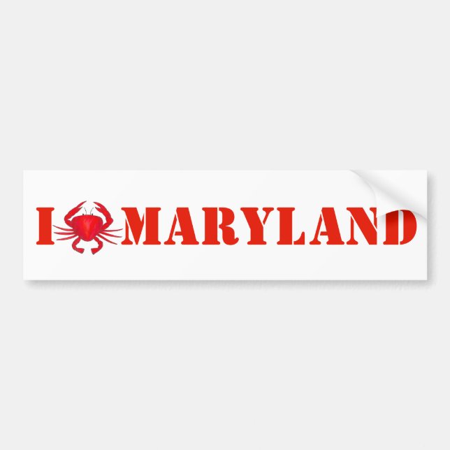 Autocollant De Voiture I Love Maryland Red Crabs Sticker pare-chocs (Devant)