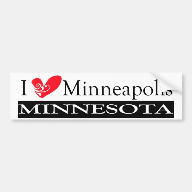 Autocollant De Voiture I Love Minneapolis Minnesota (Devant)
