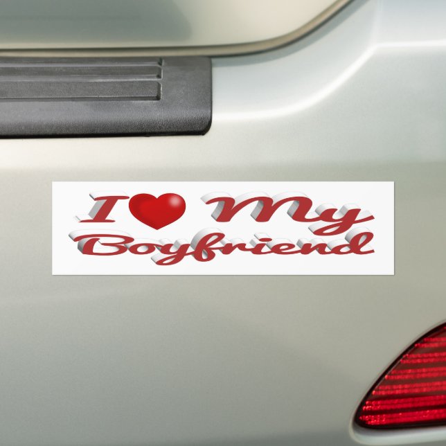 Autocollant De Voiture I Love My Boyfriend texte rouge (En voiture)