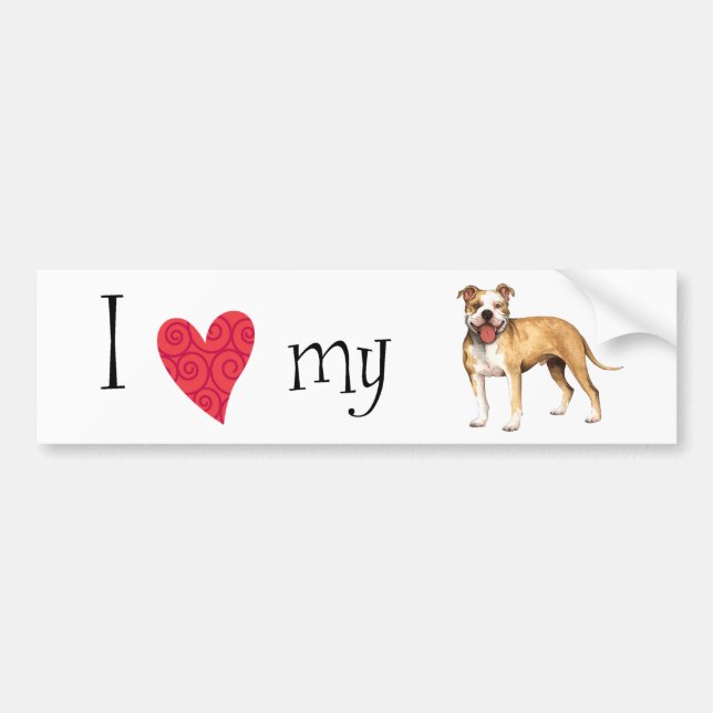 Autocollant De Voiture I Love my pit bull terrier (Devant)