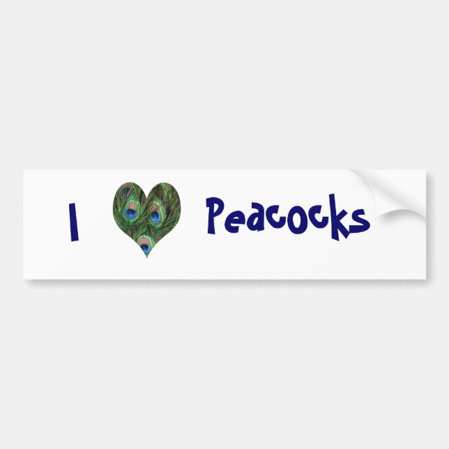 Autocollant De Voiture I Love Peacocks (Devant)