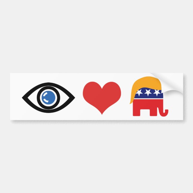 Autocollant De Voiture I Love Trump - GOP Elephant Hair Logo (Devant)