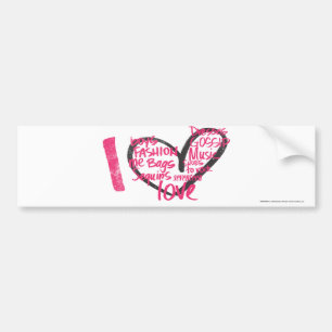 Autocollant De Voiture I magenta de graffiti de coeur