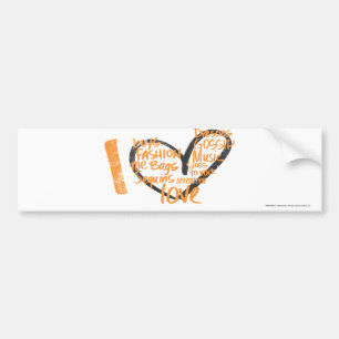 Autocollant De Voiture I orange de graffiti de coeur