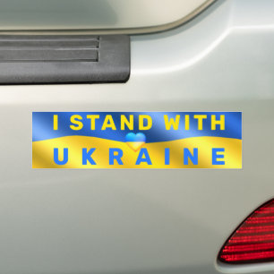Autocollant De Voiture I Stand With Ukraine - Flag - Peace - Freedom