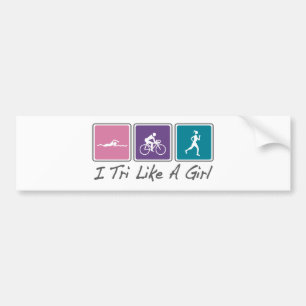 Autocollant De Voiture i tri comme une fille (Triathlete)