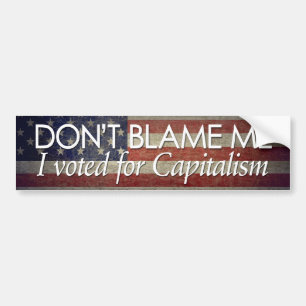 Autocollant De Voiture I voted for Capitalism