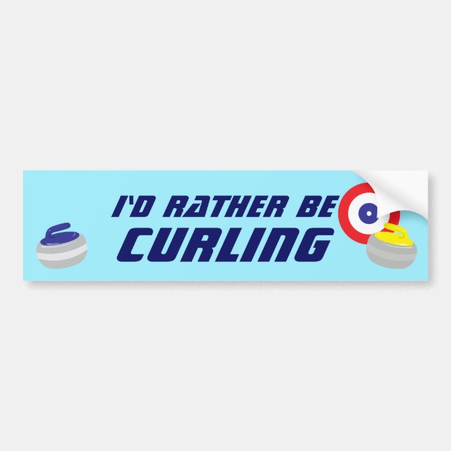 Autocollant De Voiture Id Rather Be Curling Fun Ice Sport (Devant)
