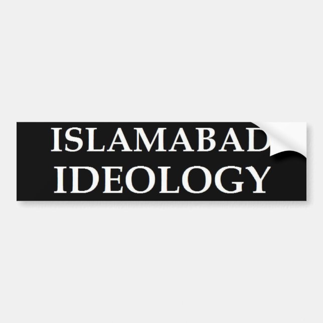 Autocollant De Voiture Idéologie d'Islamabad (blanche sur le noir) (Devant)