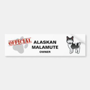 Autocollant De Voiture Illustration de chien Malamute d'Alaska noir et bl
