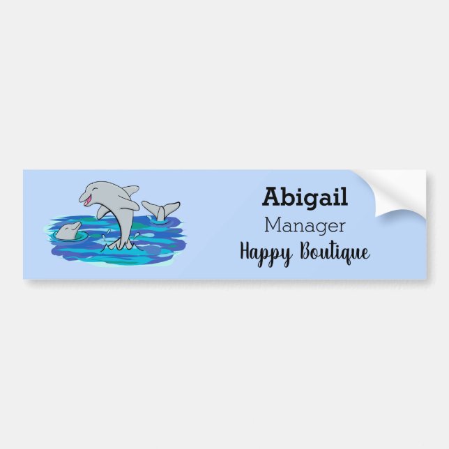 Autocollant De Voiture Illustration de dauphins heureux adorables (Devant)