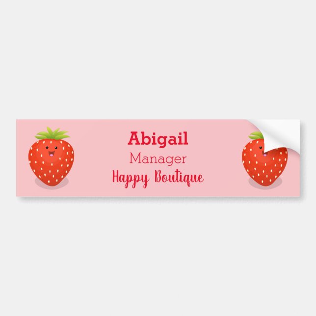 Autocollant De Voiture Illustration de la fraise Cute kawaii (Devant)