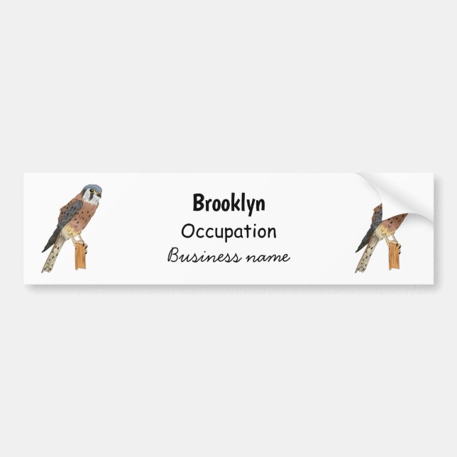 Autocollant De Voiture Illustration d'oiseau américain Kestrel (Devant)