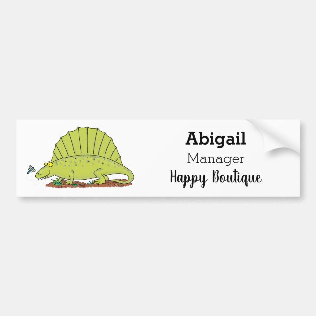 Autocollant De Voiture Illustration d'un dimétrodon vert mignon (Devant)