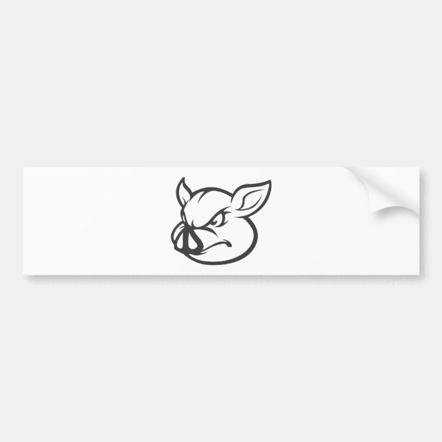 Autocollant De Voiture Illustration fâchée de porc (Devant)