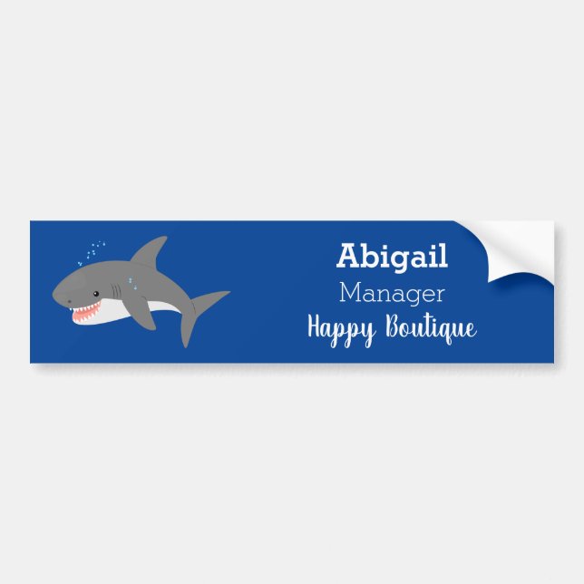 Autocollant De Voiture Illustration joyeuse du grand requin blanc (Devant)