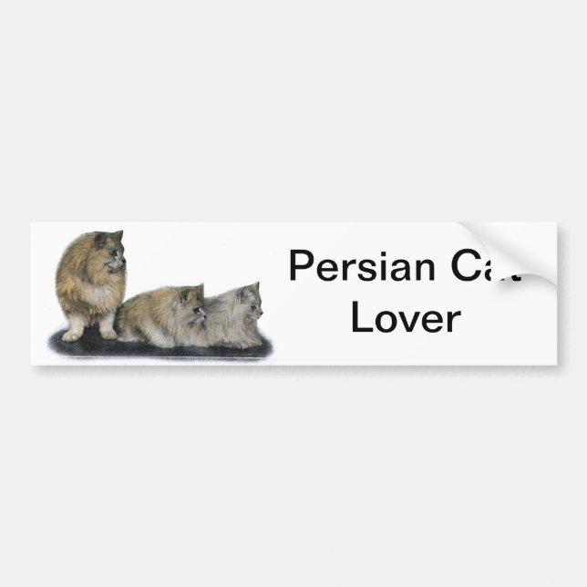 Autocollant De Voiture Illustration persane d'amoureux des chats (Devant)