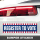 Autocollant De Voiture Inscrivez-vous pour voter élection politique front (Register to vote political election striped border bumper sticker)