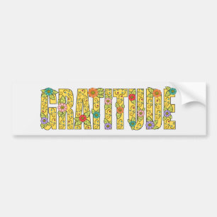 Autocollant De Voiture Inspiration Gratitude Affirmation Florale brillant
