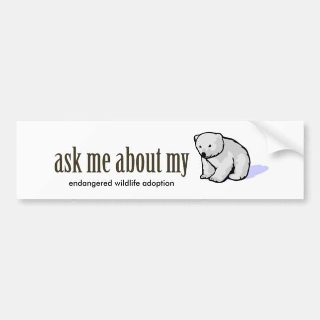 Autocollant De Voiture Interrogez-moi au sujet de mon OURS BLANC (Devant)