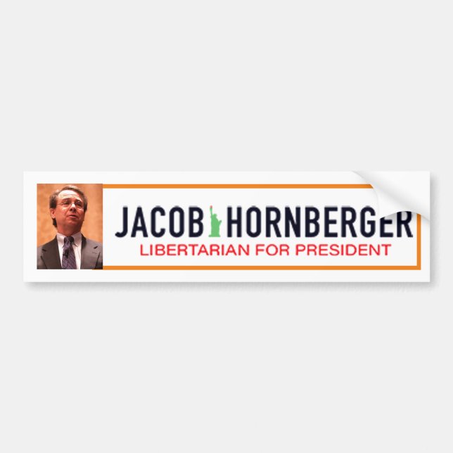 Autocollant De Voiture Jacob Hornberger Libertarian à la présidence 2020 (Devant)