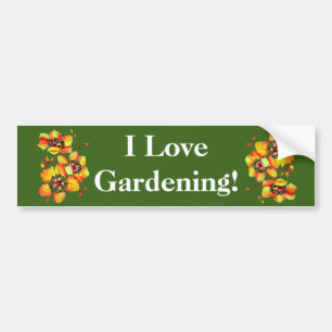 Autocollant De Voiture J'adore Jardinage - Fleurs Exotiques