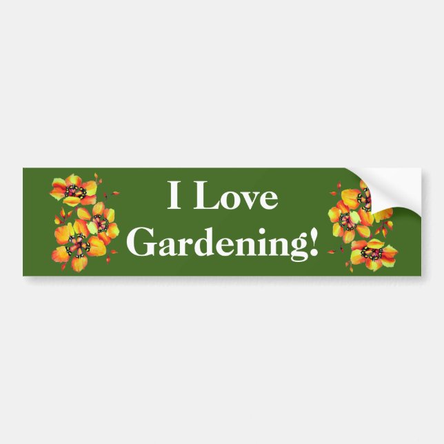 Autocollant De Voiture J'adore Jardinage - Fleurs Exotiques (Devant)