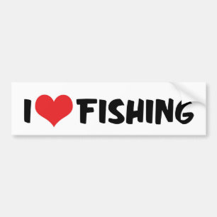 Autocollant De Voiture J'adore la pêche au cœur
