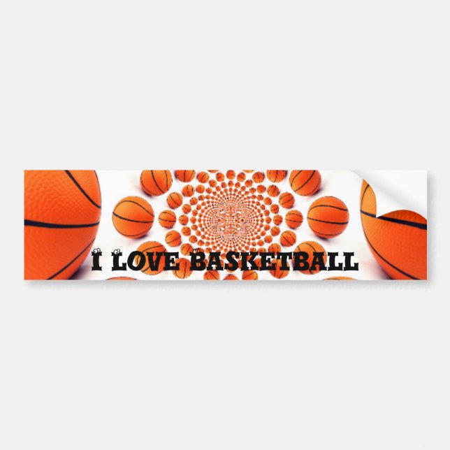 Autocollant De Voiture J'adore le basket-ball (Devant)