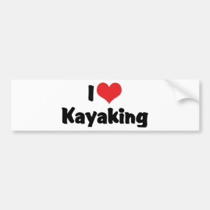 Autocollant De Voiture J'adore le kayak à cœur rouge - rafting en rivière