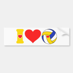 Autocollant De Voiture J'adore le volley-ball