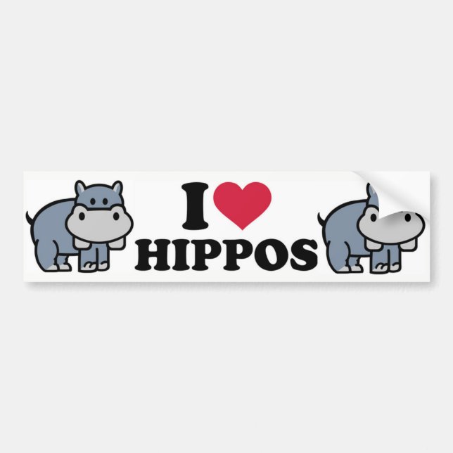 Autocollant De Voiture J'adore les hippopotames (Devant)