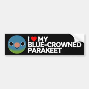AUTOCOLLANT DE VOITURE J'ADORE MON PARAKEET BLEU