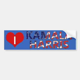 Autocollant De Voiture J'Ai Coeur Kamala Harris Avec Sticker À Drapeau