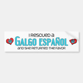 Autocollant De Voiture J'ai secouru un Galgo Español (le chien femelle)