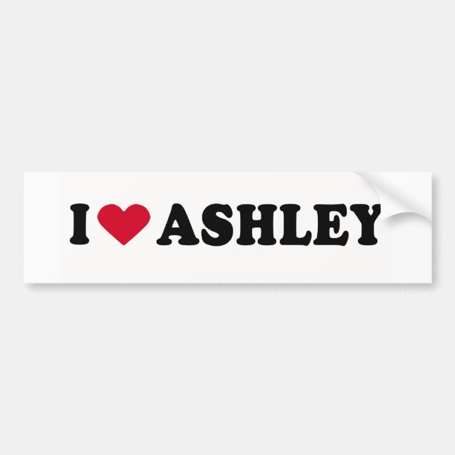 AUTOCOLLANT DE VOITURE J'AIME ASHLEY (Devant)