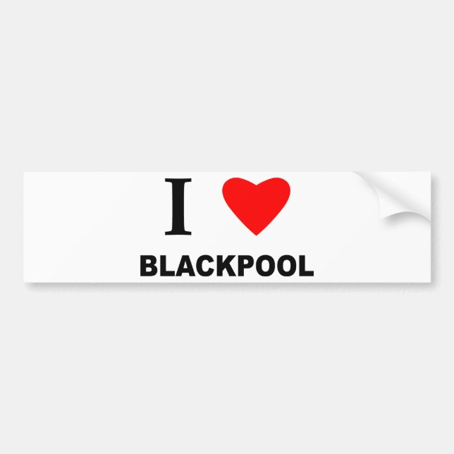Autocollant De Voiture J'Aime Blackpool. (Devant)