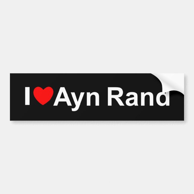 Autocollant De Voiture J'aime (coeur) Ayn Rand (Devant)