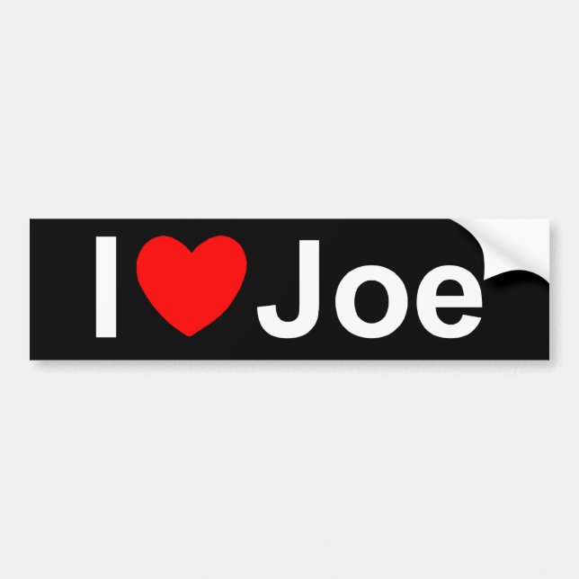 Autocollant De Voiture J'aime (coeur) Joe (Devant)