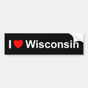 Autocollant De Voiture J'aime (coeur) le Wisconsin
