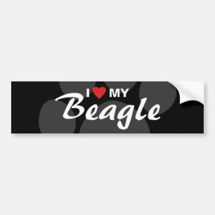 Autocollant De Voiture J'aime (coeur) ma race de beagle
