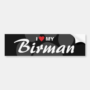 Autocollant De Voiture J'aime (coeur) mon Birman