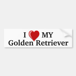 Autocollant De Voiture J'aime (coeur) mon chien de golden retriever