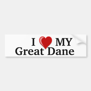 Autocollant De Voiture J'aime (coeur) mon chien de great dane