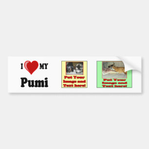 Autocollant De Voiture J'aime (coeur) mon chien de Pumi