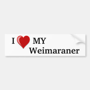 Autocollant De Voiture J'aime (coeur) mon chien de Weimaraner