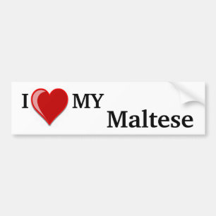 Autocollant De Voiture J'aime (coeur) mon chien maltais
